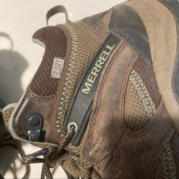 MERRELL  Sz 6.5 Leather Hiking Lace Up Grip Sole Boots - Picture 9 of 16